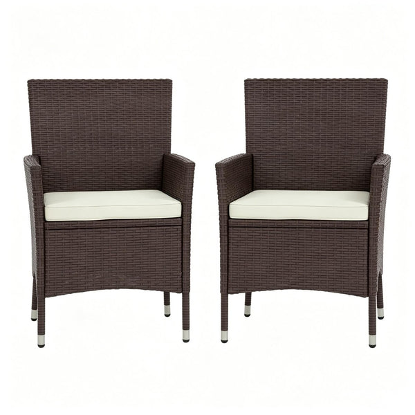 English Elm Garden Outdoor Stackable Pe Rattan Wicker Dining Chairs with Cushions Set of Two T3971P517777