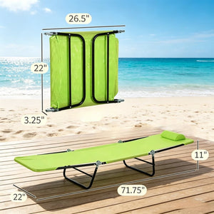 English Elm Beach Folding Chaise Lounge with Mesh Surface and Steel Frame for Poolside Tanning T3971P517834
