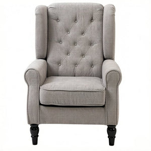 English Elm High Wingback Button Tufted Accent Chair Plush Polyester Upholstery Eucalyptus Legs T3971P517874