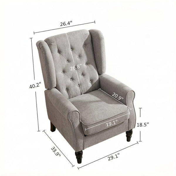 English Elm High Wingback Button Tufted Accent Chair Plush Polyester Upholstery Eucalyptus Legs T3971P517874