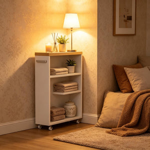 English Elm Modern Slim Rolling Bathroom Cart with Three Open Shelves for Tight Spaces T3971P518119