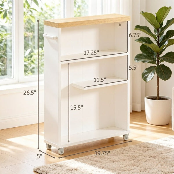 English Elm Modern Slim Rolling Bathroom Cart with Three Open Shelves for Tight Spaces T3971P518119