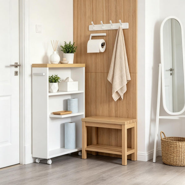 English Elm Modern Slim Rolling Bathroom Cart with Three Open Shelves for Tight Spaces T3971P518119