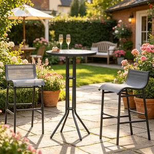 English Elm Garden 3 Piece Bistro Set Powder Coated Steel Tempered Glass Outdoor Balcony Cafe T3971P518150