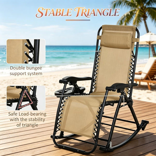 English Elm Foldable Zero Gravity Rocking Recliners Outdoor Mesh Set of Two with Cup Holders T3971P519134