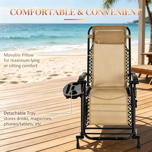 English Elm Foldable Zero Gravity Rocking Recliners Outdoor Mesh Set of Two with Cup Holders T3971P519134