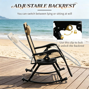 English Elm Foldable Zero Gravity Rocking Recliners Outdoor Mesh Set of Two with Cup Holders T3971P519134