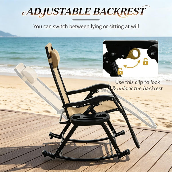 English Elm Foldable Zero Gravity Rocking Recliners Outdoor Mesh Set of Two with Cup Holders T3971P519134
