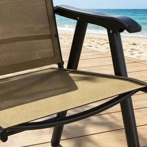 English Elm Garden Folding Outdoor Chairs Set of Four with Mesh Sling Seats and Steel Frames T3971P519238