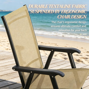 English Elm Garden Folding Outdoor Chairs Set of Four with Mesh Sling Seats and Steel Frames T3971P519238