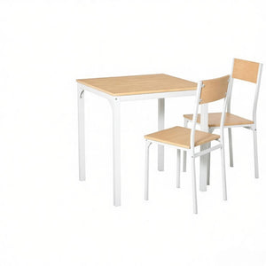 English Elm Apartment 3 Piece Dining Set Square Table Two Chairs White Mdf Steel Small Kitchen T3971P523906