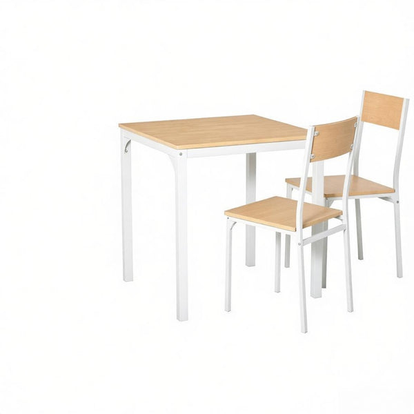 English Elm Apartment 3 Piece Dining Set Square Table Two Chairs White Mdf Steel Small Kitchen T3971P523906