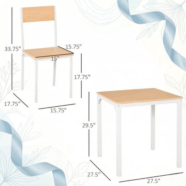 English Elm Apartment 3 Piece Dining Set Square Table Two Chairs White Mdf Steel Small Kitchen T3971P523906