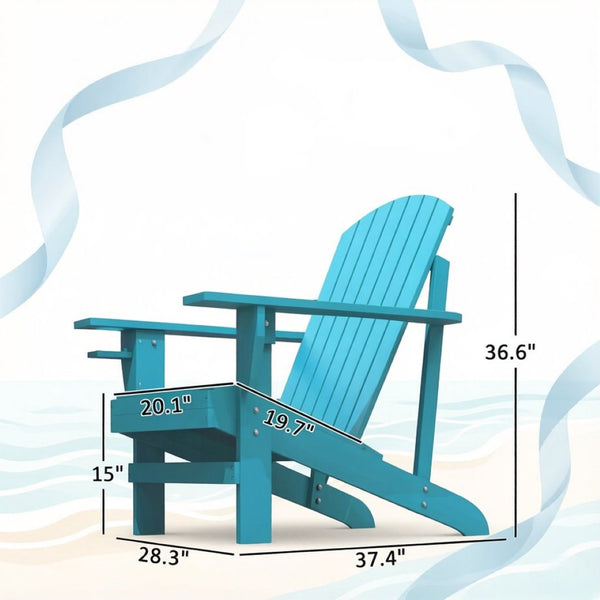 English Elm Garden Solid Fir Wood Adirondack Chair with Built-In Cup Holder for Patio Relaxation T3971P525994