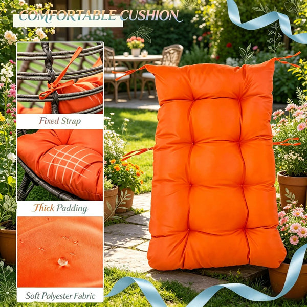 English Elm Stylish Wicker Egg Chair Hand-woven Pe Rattan Bohemian Accent for Sunroom or Patio T3971P526083