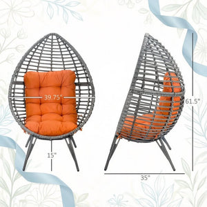 English Elm Stylish Wicker Egg Chair Hand-woven Pe Rattan Bohemian Accent for Sunroom or Patio T3971P526083
