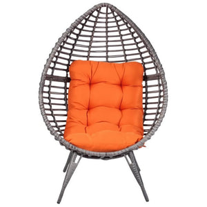 English Elm Stylish Wicker Egg Chair Hand-woven Pe Rattan Bohemian Accent for Sunroom or Patio T3971P526083