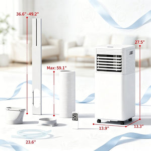 English Elm Home Portable Air Conditioner 10000 BTU Cools 441 Sq Ft with Sleep Mode Timer T3971P528040