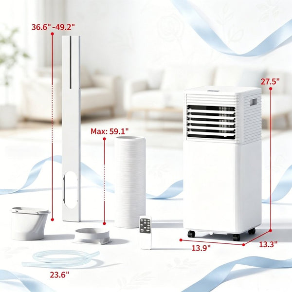 English Elm Home Portable Air Conditioner 10000 BTU Cools 441 Sq Ft with Sleep Mode Timer T3971P528040