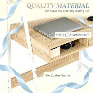 English Elm Modern-style Writing Desk with Steel Frame Drawer and Shelf for Home Office Use T3971P528104