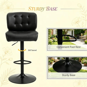 English Elm Button Tufted Swivel Counter Stools Set of 2 Adjustable Height Pvc Kitchen Bar T3971P528134