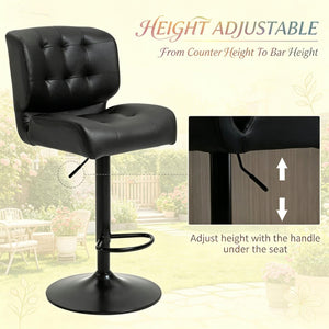 English Elm Button Tufted Swivel Counter Stools Set of 2 Adjustable Height Pvc Kitchen Bar T3971P528134