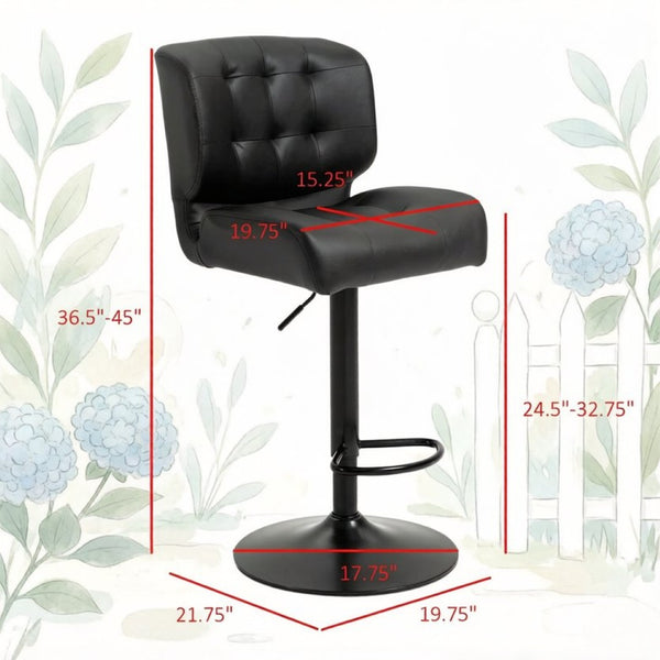 English Elm Button Tufted Swivel Counter Stools Set of 2 Adjustable Height Pvc Kitchen Bar T3971P528134