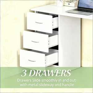English Elm Minimalist White Mdf Writing Desk with Drawers and Shelves for Small Home Offices T3971P528186