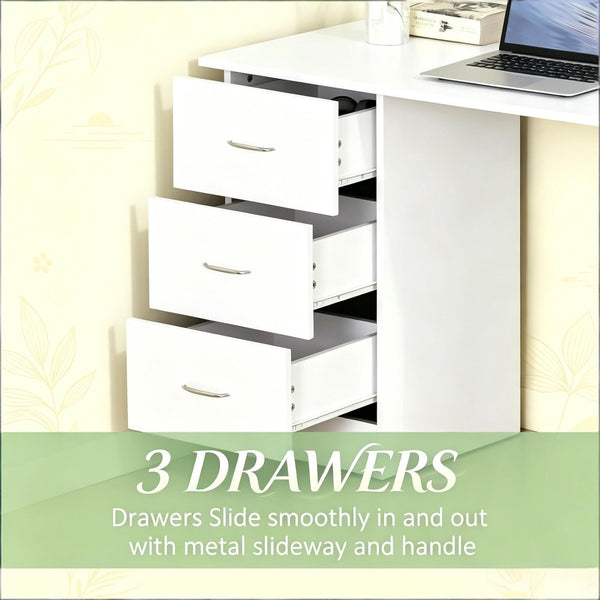 English Elm Minimalist White Mdf Writing Desk with Drawers and Shelves for Small Home Offices T3971P528186