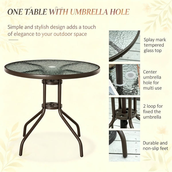 English Elm Outdoor 6 Piece Patio Dining Set with Tempered Glass Table and Folding Mesh Chairs T3971P528214
