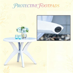 English Elm Round Polypropylene Outdoor Bistro Table with Umbrella Hole for Patio Dining T3971P528259