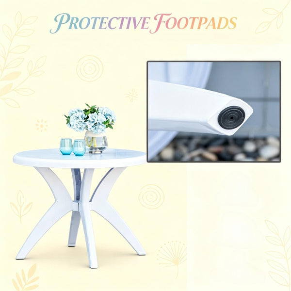 English Elm Round Polypropylene Outdoor Bistro Table with Umbrella Hole for Patio Dining T3971P528259