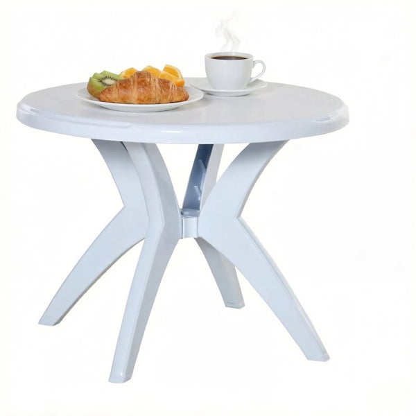 English Elm Round Polypropylene Outdoor Bistro Table with Umbrella Hole for Patio Dining T3971P528259