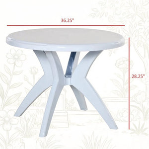 English Elm Round Polypropylene Outdoor Bistro Table with Umbrella Hole for Patio Dining T3971P528259
