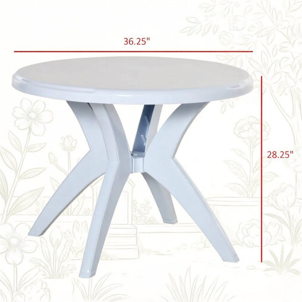 English Elm Round Polypropylene Outdoor Bistro Table with Umbrella Hole for Patio Dining T3971P528259