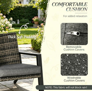 English Elm Outdoor Pe Wicker Patio Set Four Piece Steel Frame with Cushions Garden Lounge T3971P528356