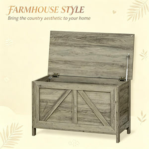 English Elm Living Room Farmhouse Flip-top Storage Bench with Wood Grain Finish for Entryway or Bedroom T3971P528383