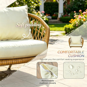 English Elm Outdoor Wicker Rocking Chair Set 3 Piece Pe Weave Porch Bistro with Glass Table T3971P529954