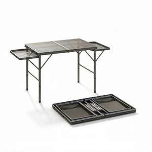 English Elm Portable Aluminum Folding Camp Table with Side Wings for Outdoor Grilling Picnics T3971P530690