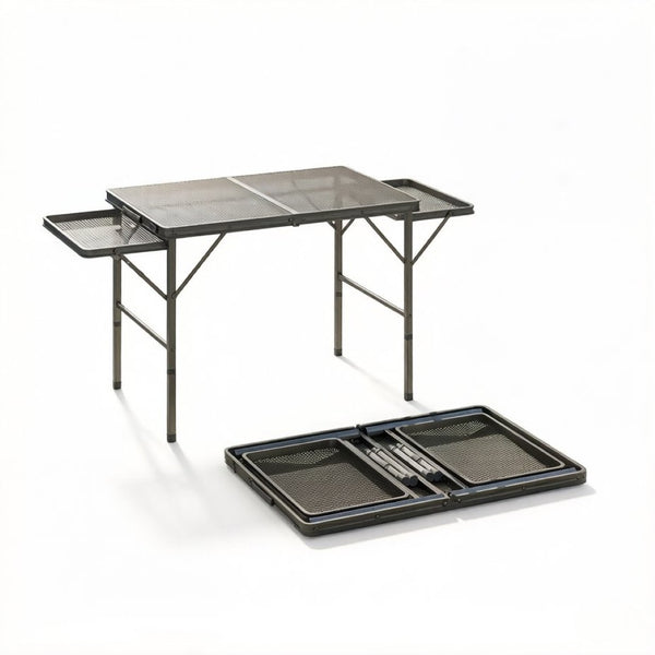 English Elm Portable Aluminum Folding Camp Table with Side Wings for Outdoor Grilling Picnics T3971P530690