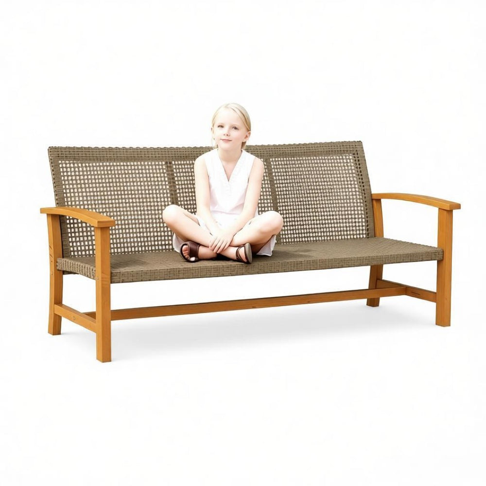 English Elm Timeless Wicker Outdoor Sofa with Acacia Wood Accents and All Weather Pe Weave T3971P530708