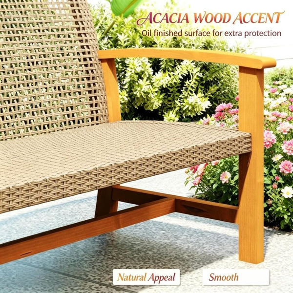 English Elm Timeless Wicker Outdoor Sofa with Acacia Wood Accents and All Weather Pe Weave T3971P530708