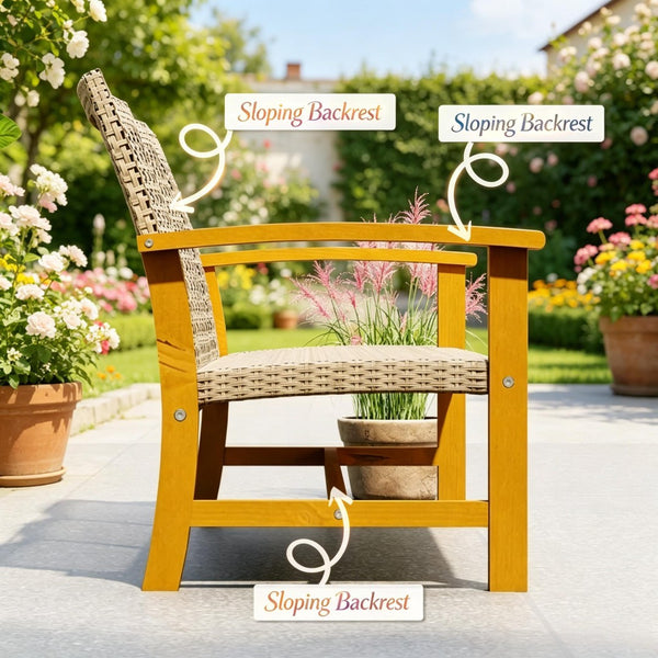 English Elm Timeless Wicker Outdoor Sofa with Acacia Wood Accents and All Weather Pe Weave T3971P530708