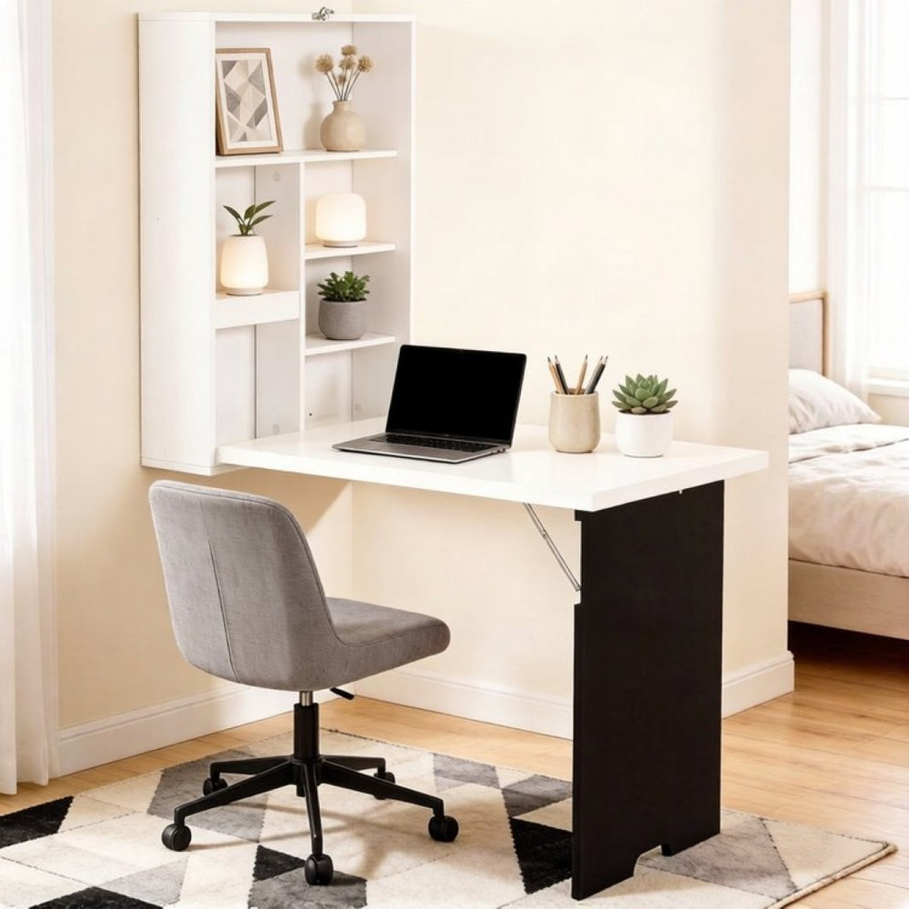English Elm Stylish Wall Mounted Foldable Mdf Desk with Blackboard for Home Office Gaming T3971P532219