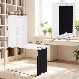English Elm Stylish Wall Mounted Foldable Mdf Desk with Blackboard for Home Office Gaming T3971P532219
