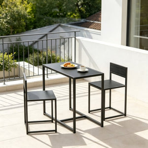 English Elm Comfortable Matte Black 3 Piece Dining Set with Steel Frame Stools for Small Spaces T3971P532630