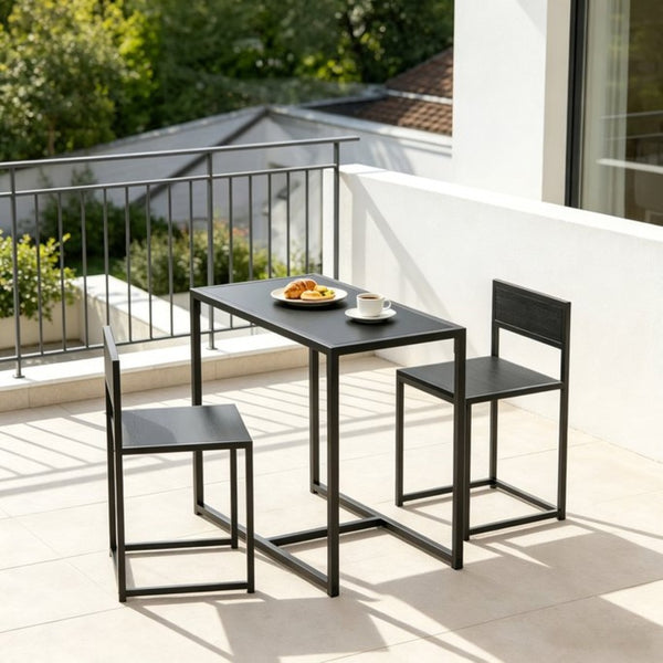 English Elm Comfortable Matte Black 3 Piece Dining Set with Steel Frame Stools for Small Spaces T3971P532630