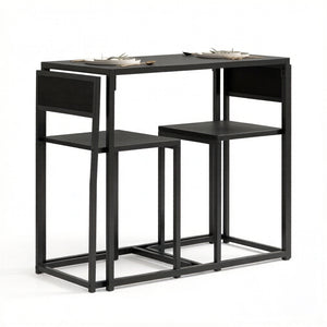 English Elm Comfortable Matte Black 3 Piece Dining Set with Steel Frame Stools for Small Spaces T3971P532630