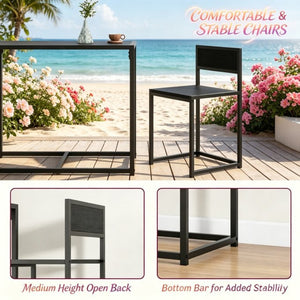 English Elm Comfortable Matte Black 3 Piece Dining Set with Steel Frame Stools for Small Spaces T3971P532630