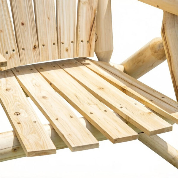 English Elm Wooden Adirondack Two Seat Fir Bench with Built in Center Table for Porch T3971P533911